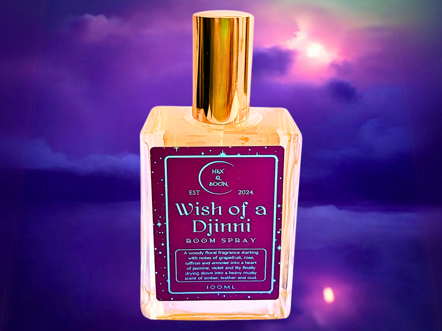 WISH OF A DJINNI (NEW) - Grapefruit, Rose, Saffron, Oud Room Spray Hex & Boon