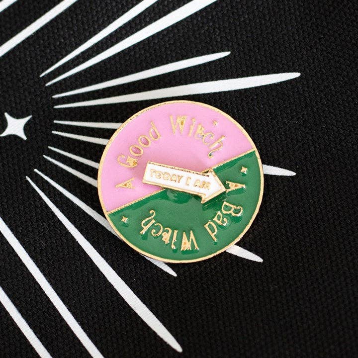 Which Witch Are You? Spinning Pin Badge Something Different Wholesale