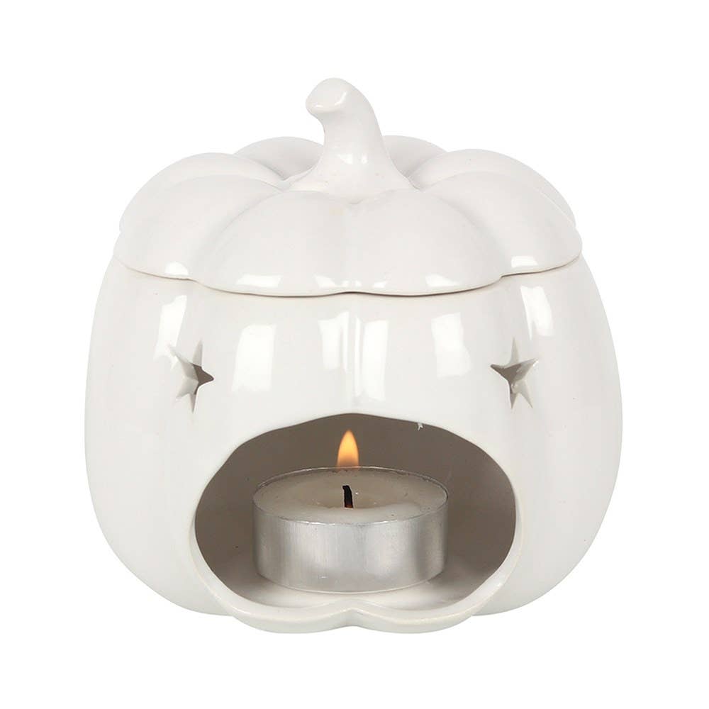 White Autumn and Fall Pumpkin Halloween Oil Burner Something Different Wholesale