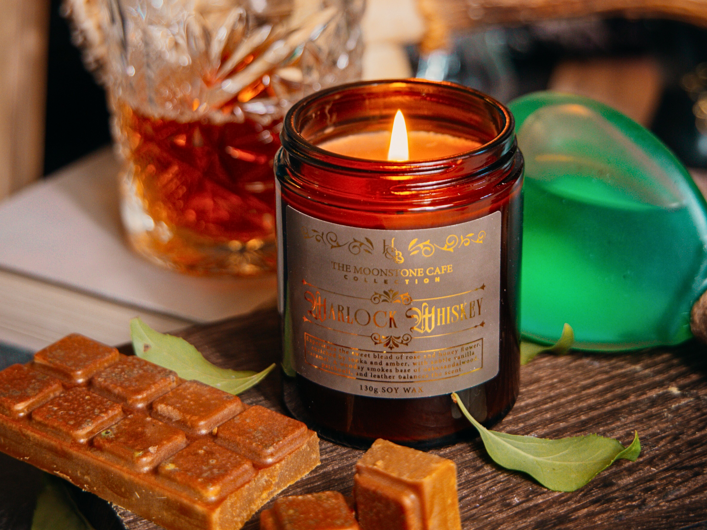 Warlock Whiskey Scented Soy Candle 130g Hex & Boon