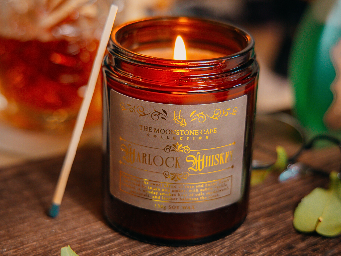 Warlock Whiskey Scented Soy Candle 130g Hex & Boon