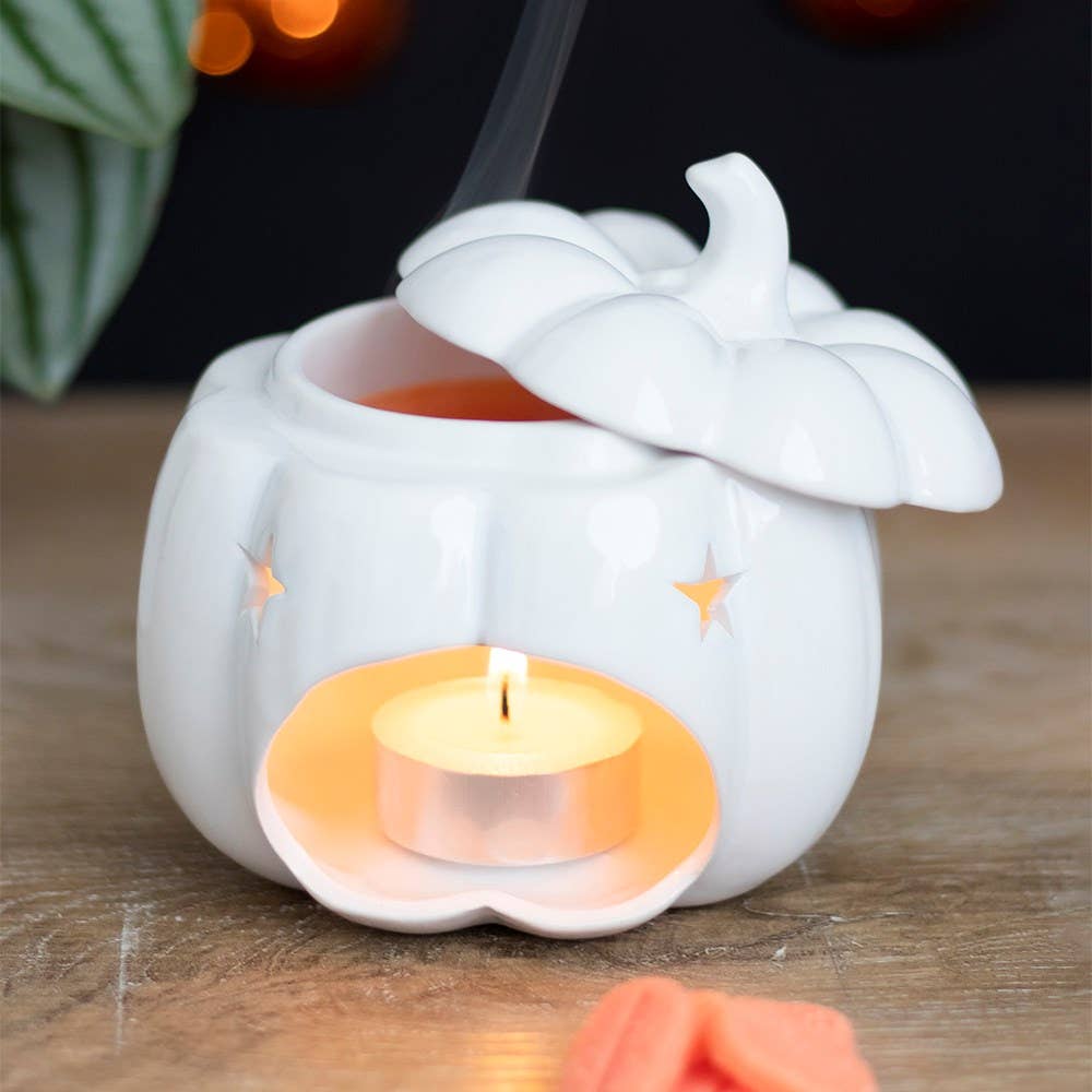 White Autumn and Fall Pumpkin Halloween Oil Burner Something Different Wholesale