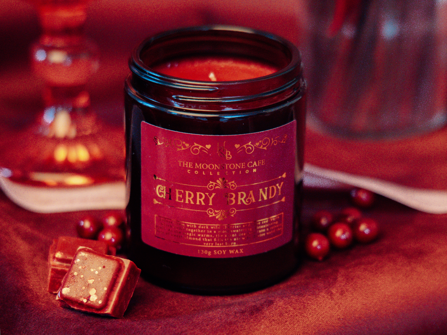 Cherry Brandy Scented Soy Candle 130g Hex & Boon