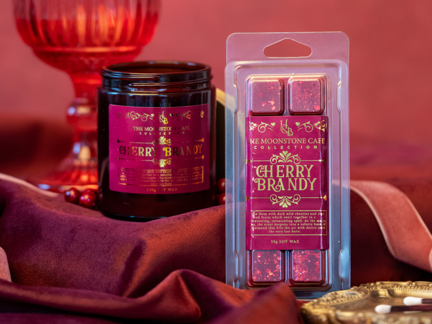 Cherry Brandy Scented Soy Candle 130g Hex & Boon