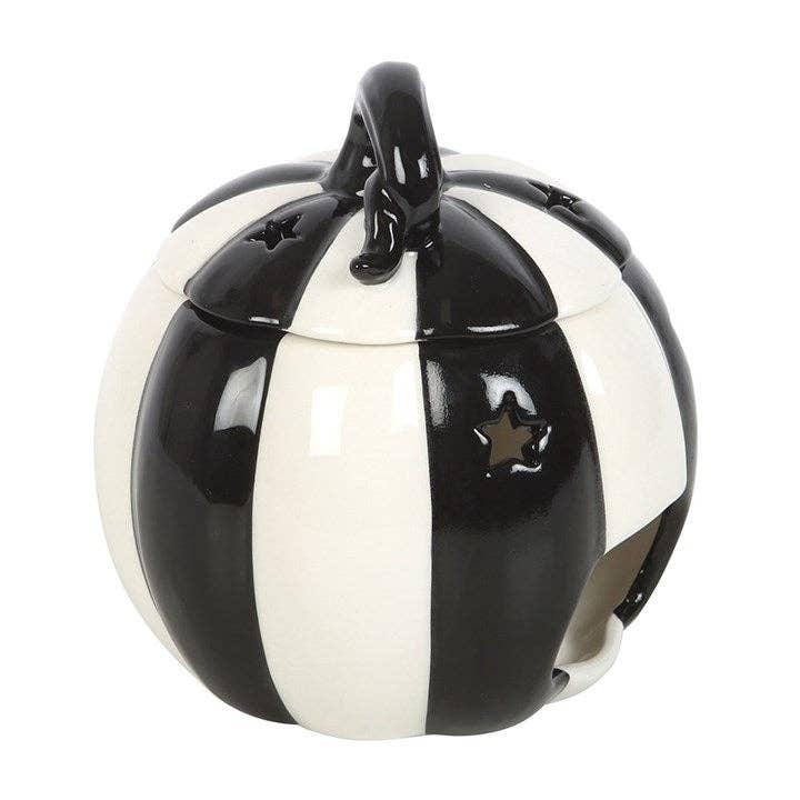 Black and White Striped Halloween Pumpkin Oil Burner Something Different Wholesale