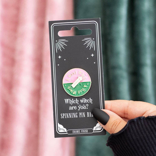 Which Witch Are You? Spinning Pin Badge Something Different Wholesale