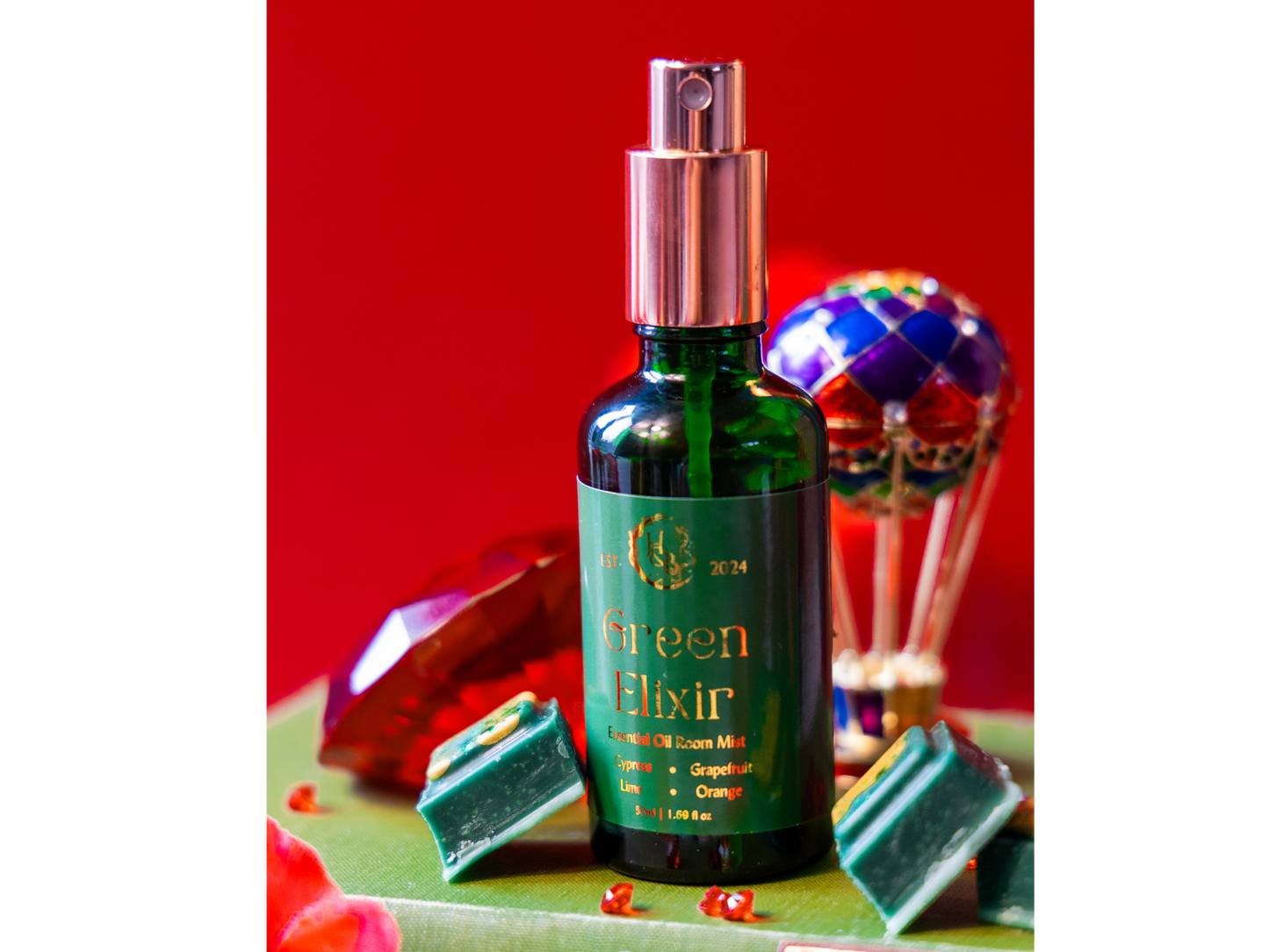 Green Elixir Essential Oil Mist (Lime, Grapefruit, Cypress, Orange) Hex & Boon