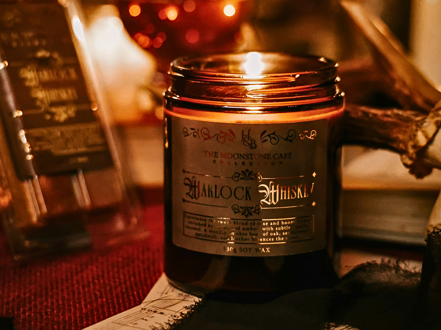 Warlock Whiskey Scented Soy Candle 130g Hex & Boon
