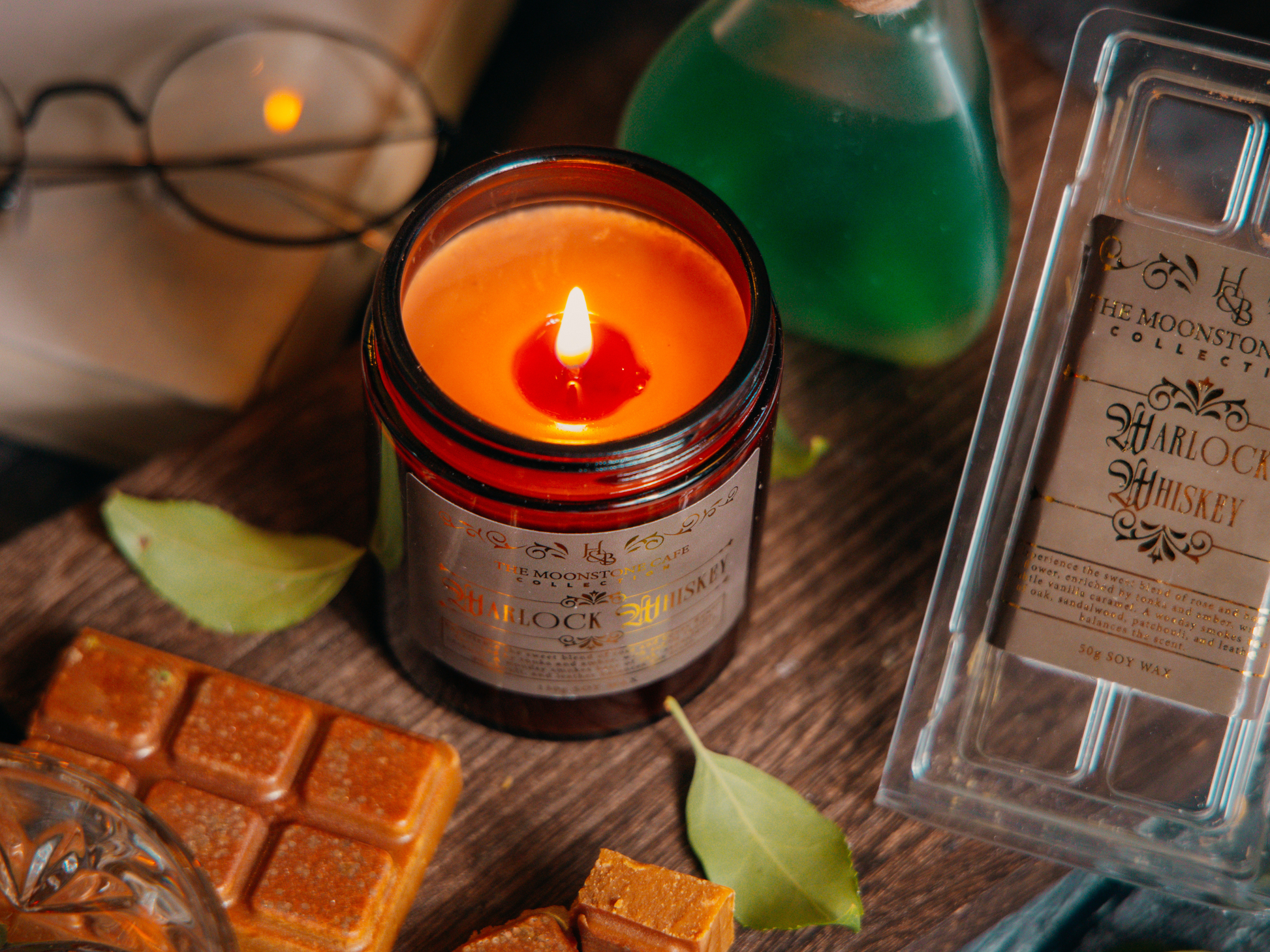 Warlock Whiskey Scented Soy Candle 130g Hex & Boon