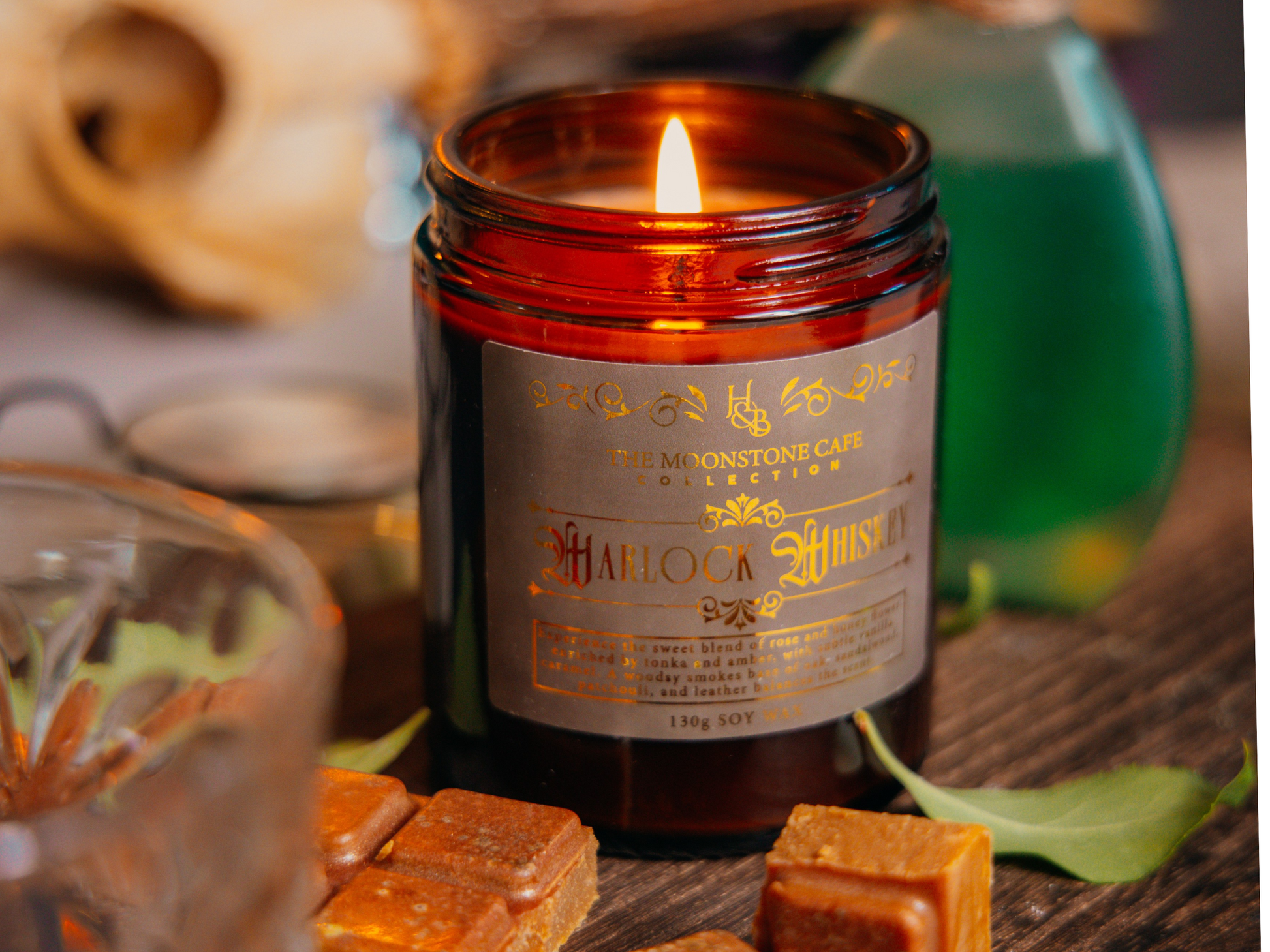 Warlock Whiskey Scented Soy Candle 130g Hex & Boon