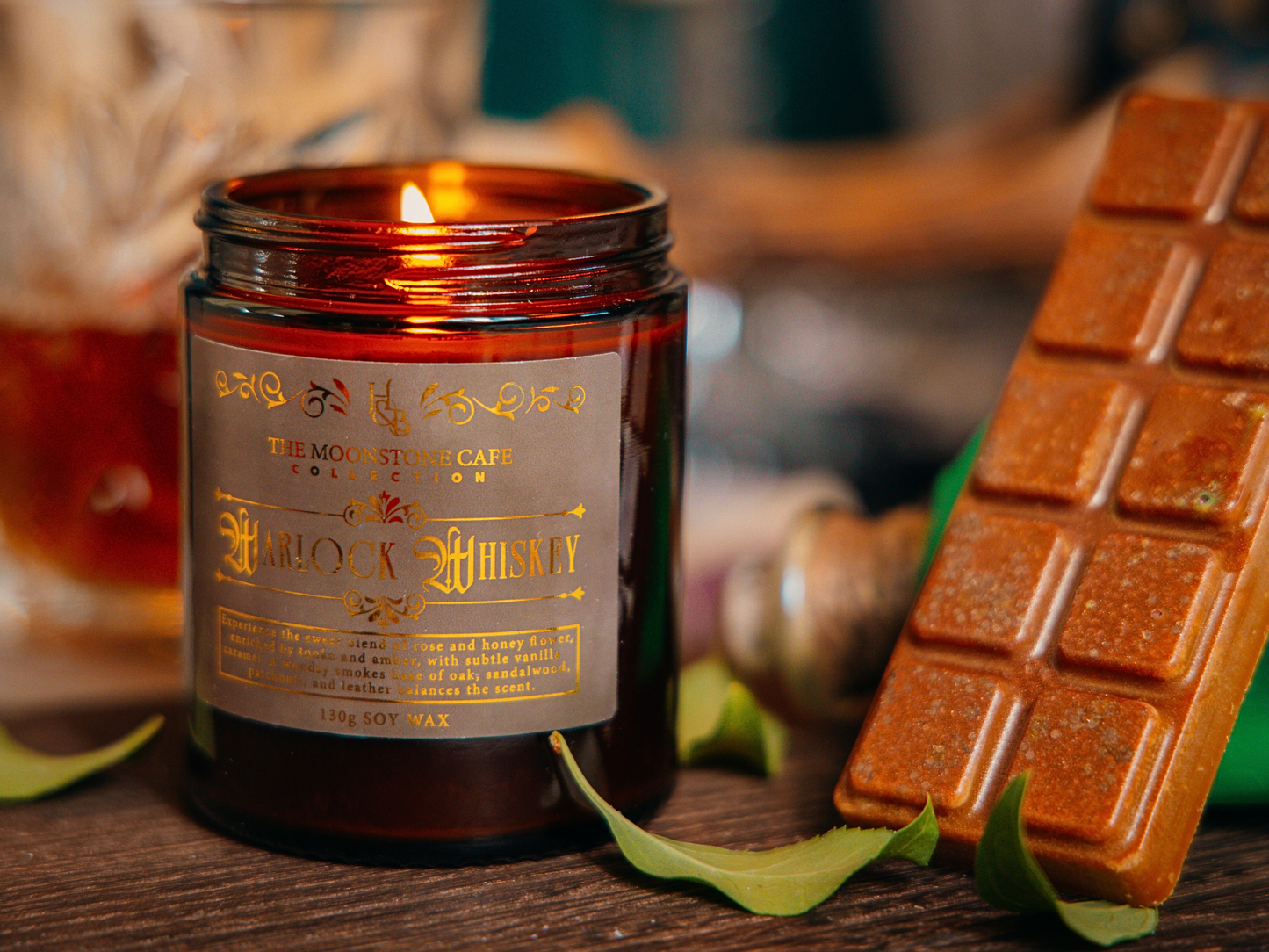 Warlock Whiskey Scented Soy Candle 130g Hex & Boon
