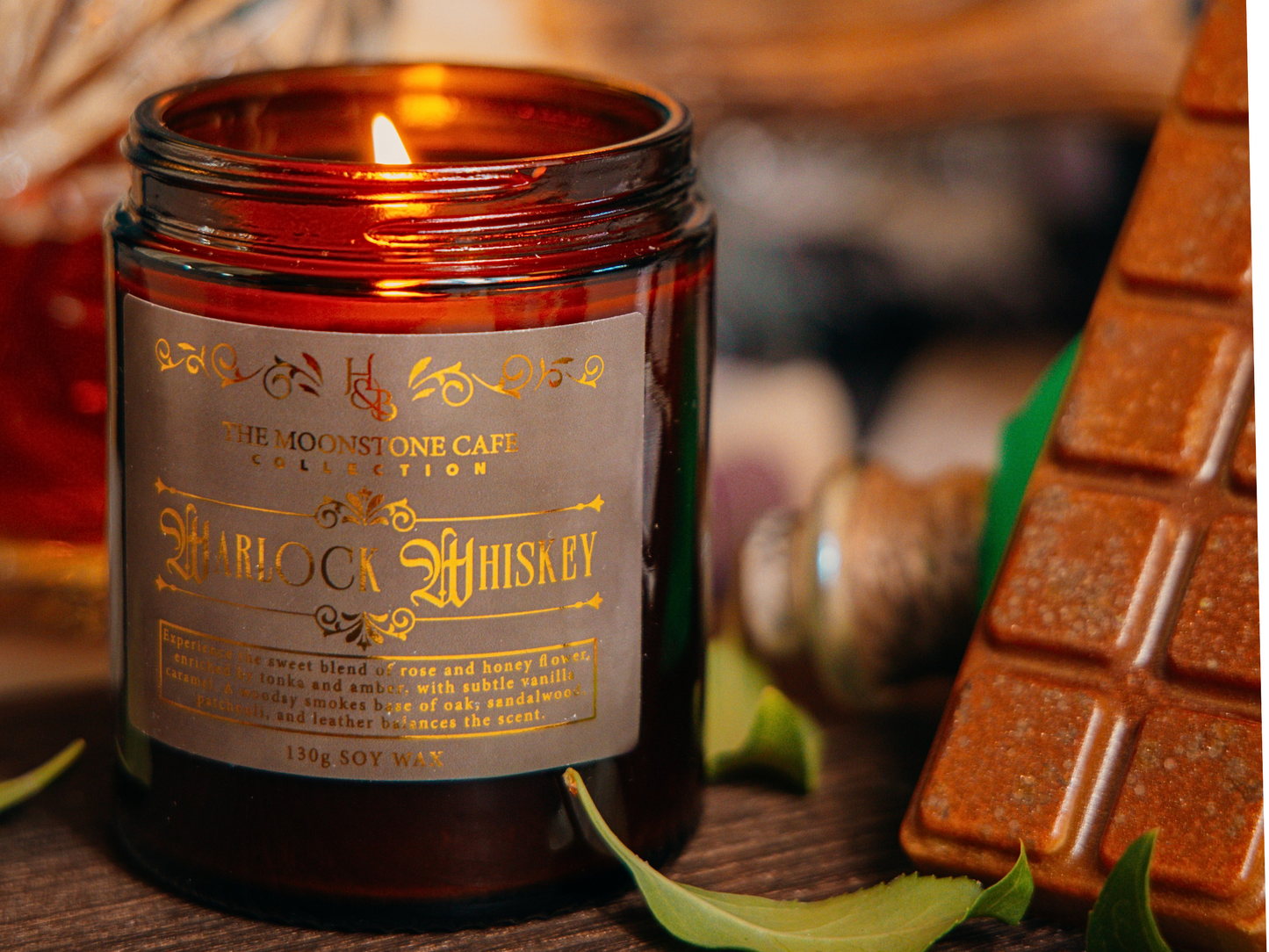 Warlock Whiskey Scented Soy Candle 130g Hex & Boon