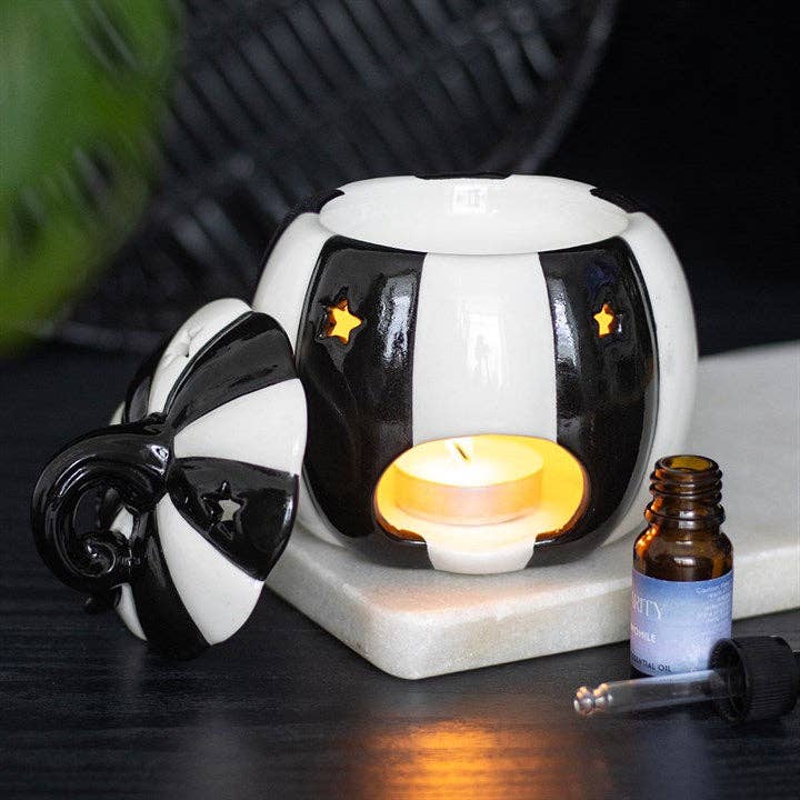 Black and White Striped Halloween Pumpkin Oil Burner Something Different Wholesale