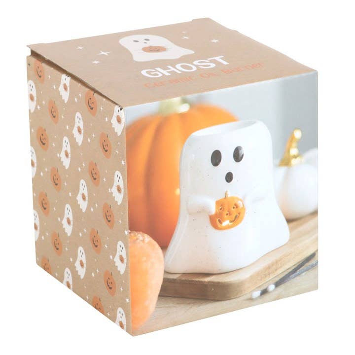 Ghost Shaped Halloween Oil Burner & Wax Warmer with Pumpkin Something Different Wholesale