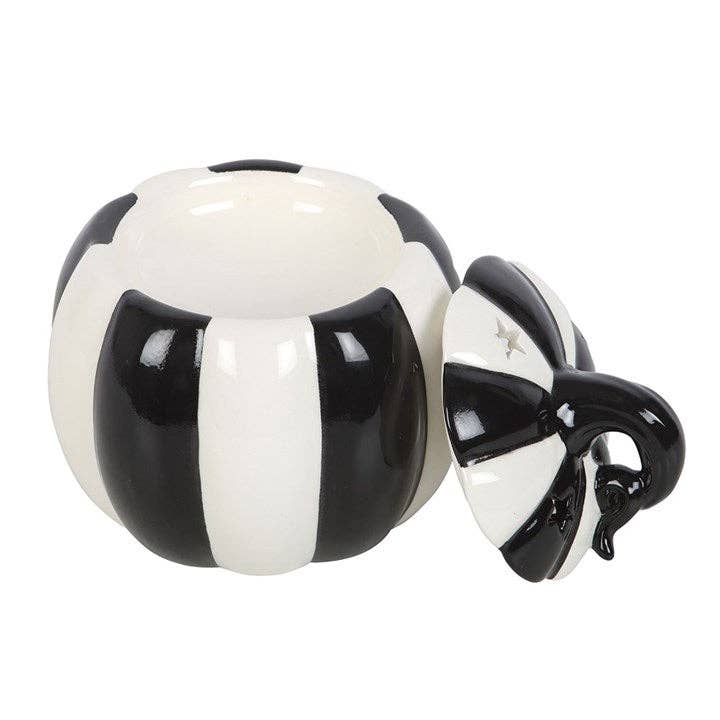 Black and White Striped Halloween Pumpkin Oil Burner Something Different Wholesale